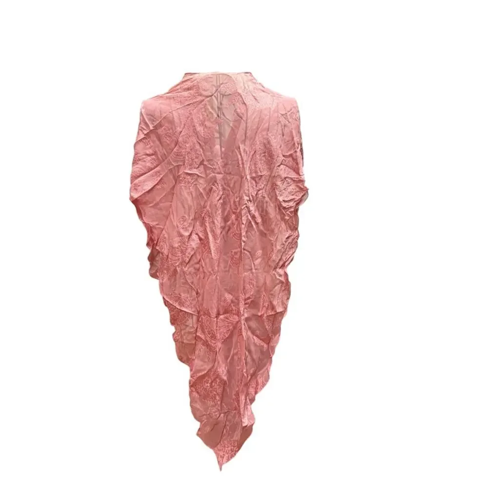 Lightweight Silky Pink Lace Shawl Scarf